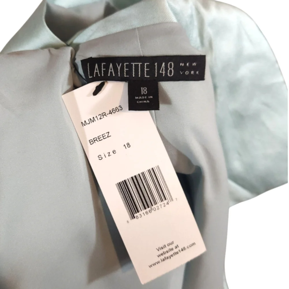 Lafayette 148 Silk Blend Pleated Peplum Hem Blazer Quiet Luxury Women's 18 NWT